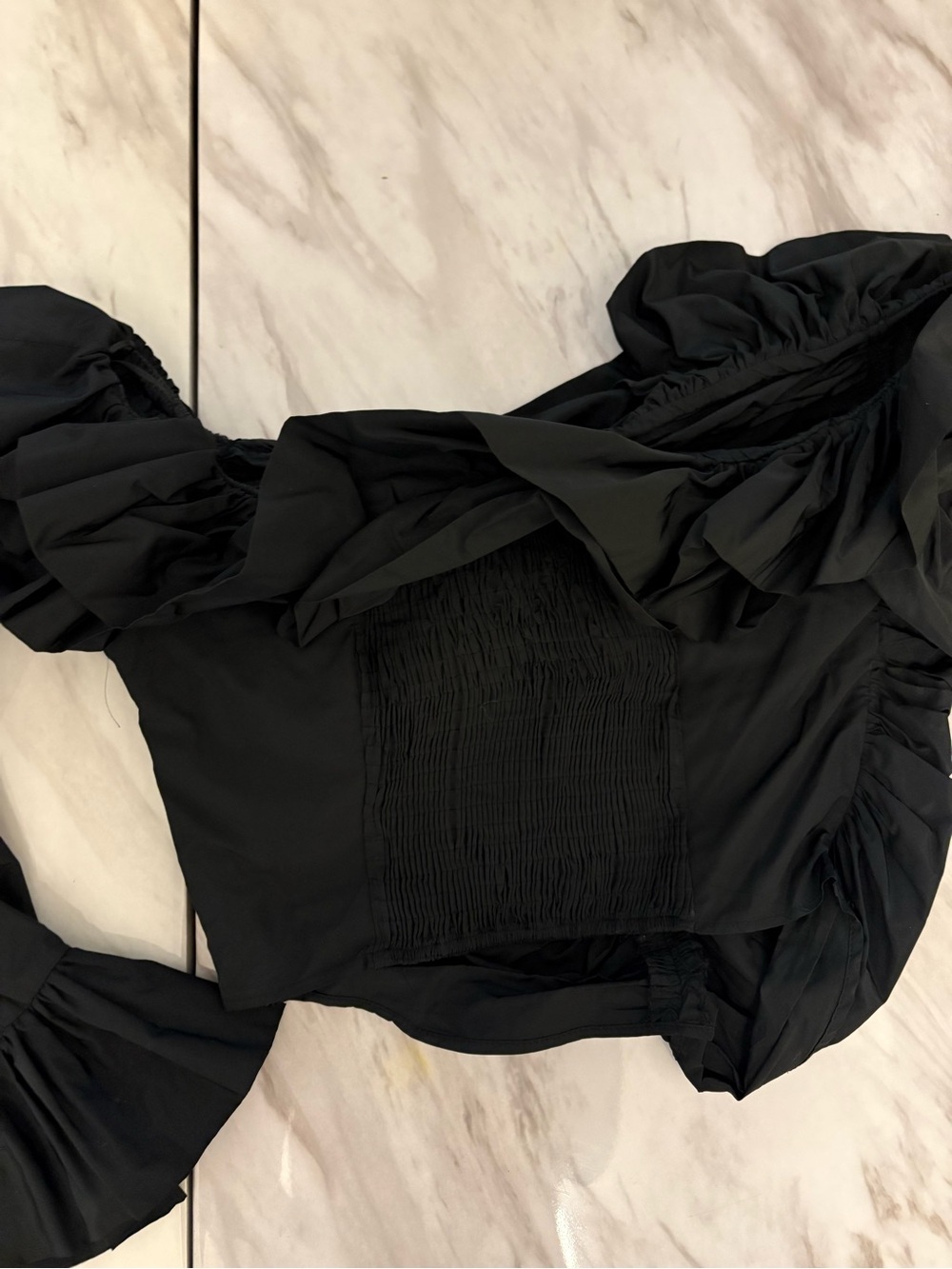 Zara Black Ruffled Off-Shoulder Blouse - Picture 2 of 3